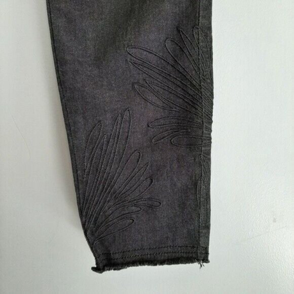 NILE Organic Cotton Tonal Embroidered Floral Skinny Crop Jeans Sz S - Picture 6 of 14